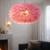 Flora Model Pembe Tüylü Modern Sarkıt Tekli Avize
