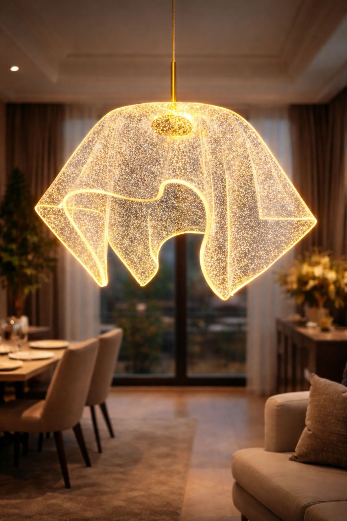 Pelerin Model Gold Kaplama 3 Renk Metal Salon Mutfak Oturma Yatak Odası Modern Led Sarkıt Avize