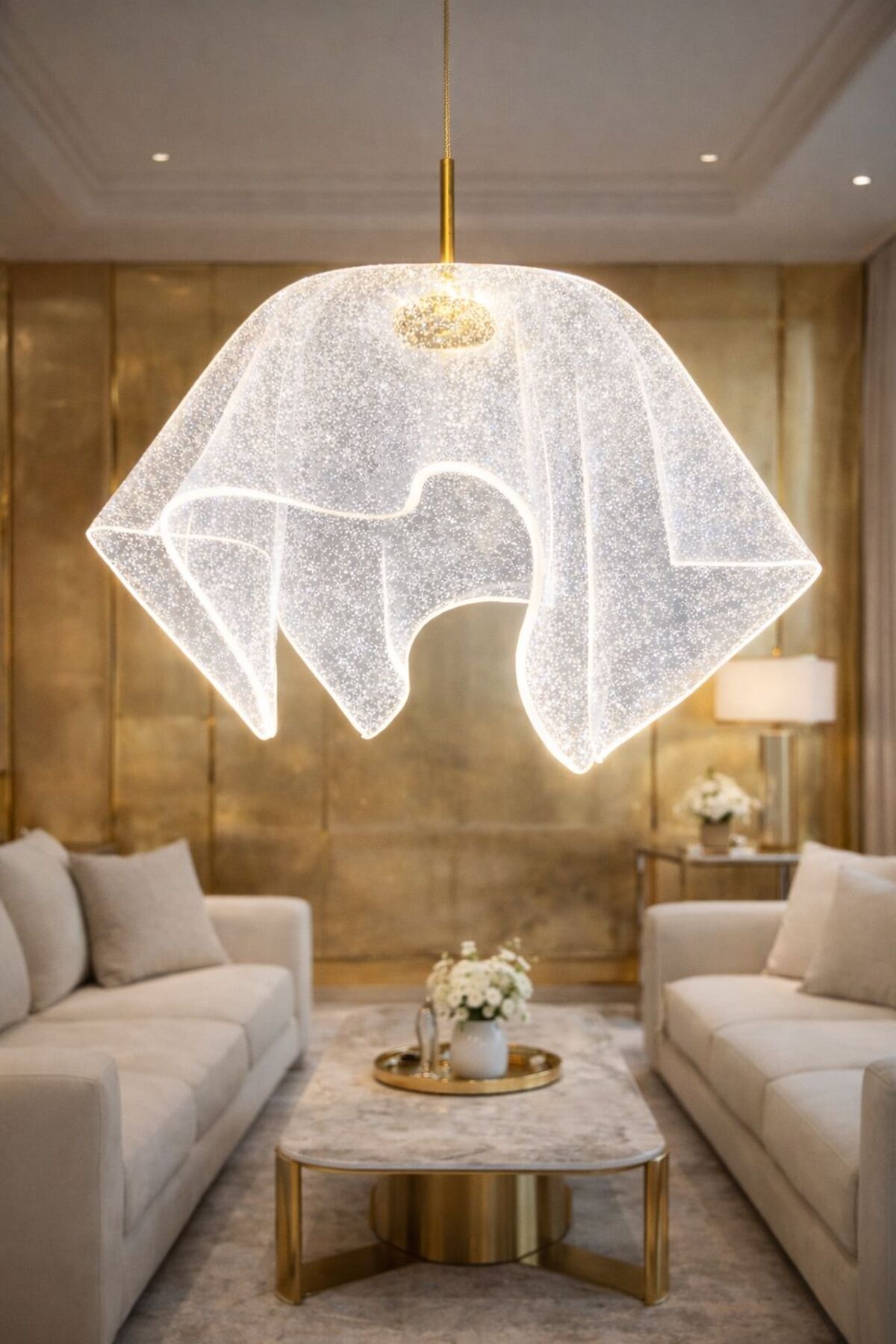 Pelerin Model Gold Kaplama 3 Renk Metal Salon Mutfak Oturma Yatak Odası Modern Led Sarkıt Avize - Görsel 2