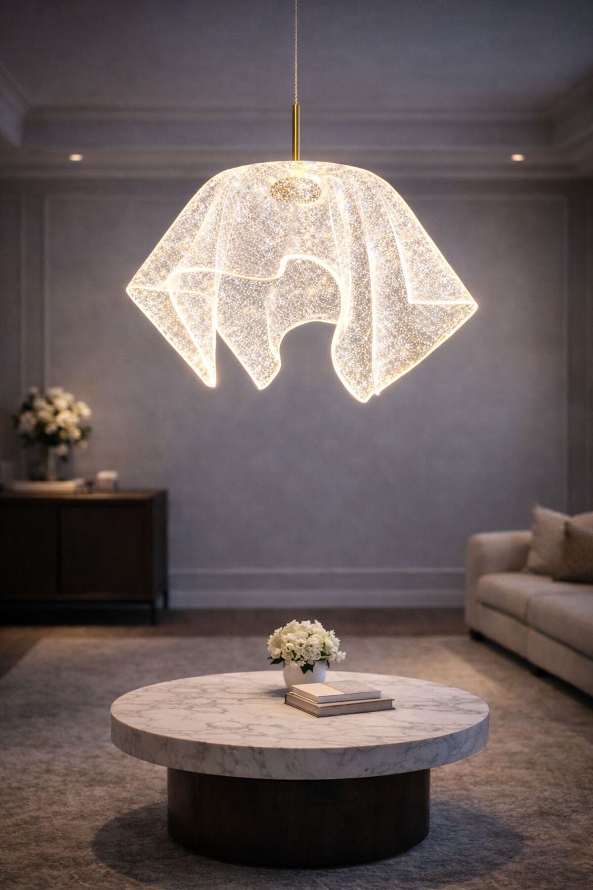 Pelerin Model Gold Kaplama 3 Renk Metal Salon Mutfak Oturma Yatak Odası Modern Led Sarkıt Avize - Görsel 3