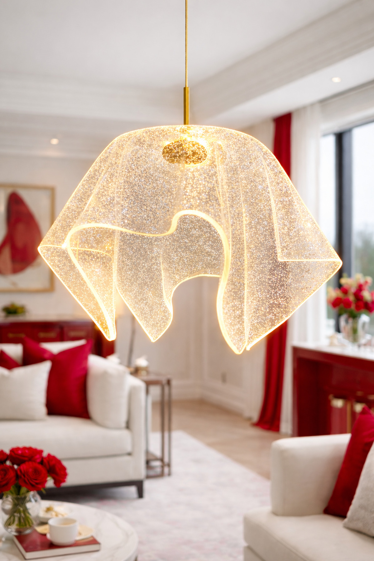 Pelerin Model Gold Kaplama 3 Renk Metal Salon Mutfak Oturma Yatak Odası Modern Led Sarkıt Avize - Görsel 5