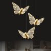 Kelebek Model Gold Kaplama 3 Renk Metal Salon Mutfak Oturma Yatak Odası Modern Led 3 lü Sarkıt Avize