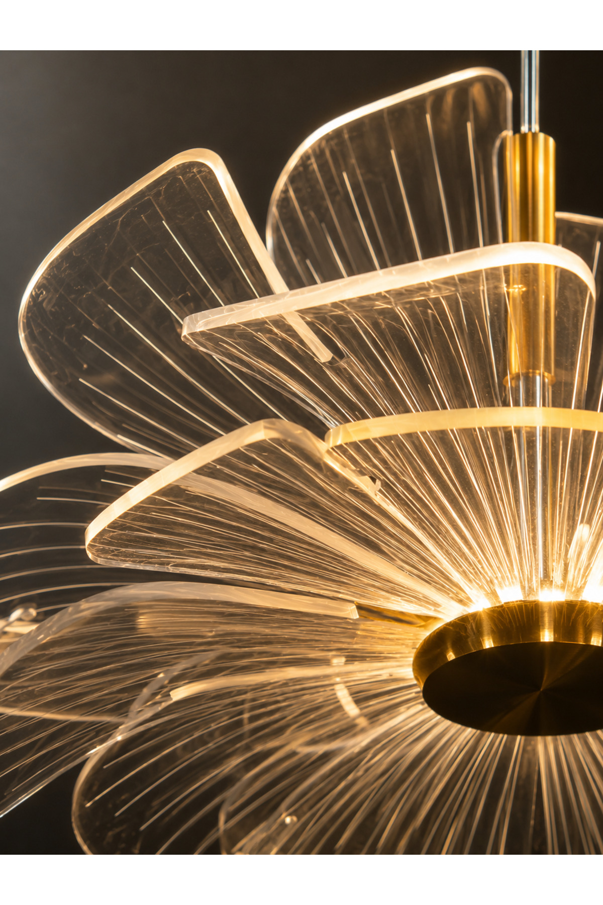 Melek Model Gold Kaplama 3 Renk Metal Salon Mutfak Oturma Yatak Odası Modern Led Sarkıt Avize - Görsel 2