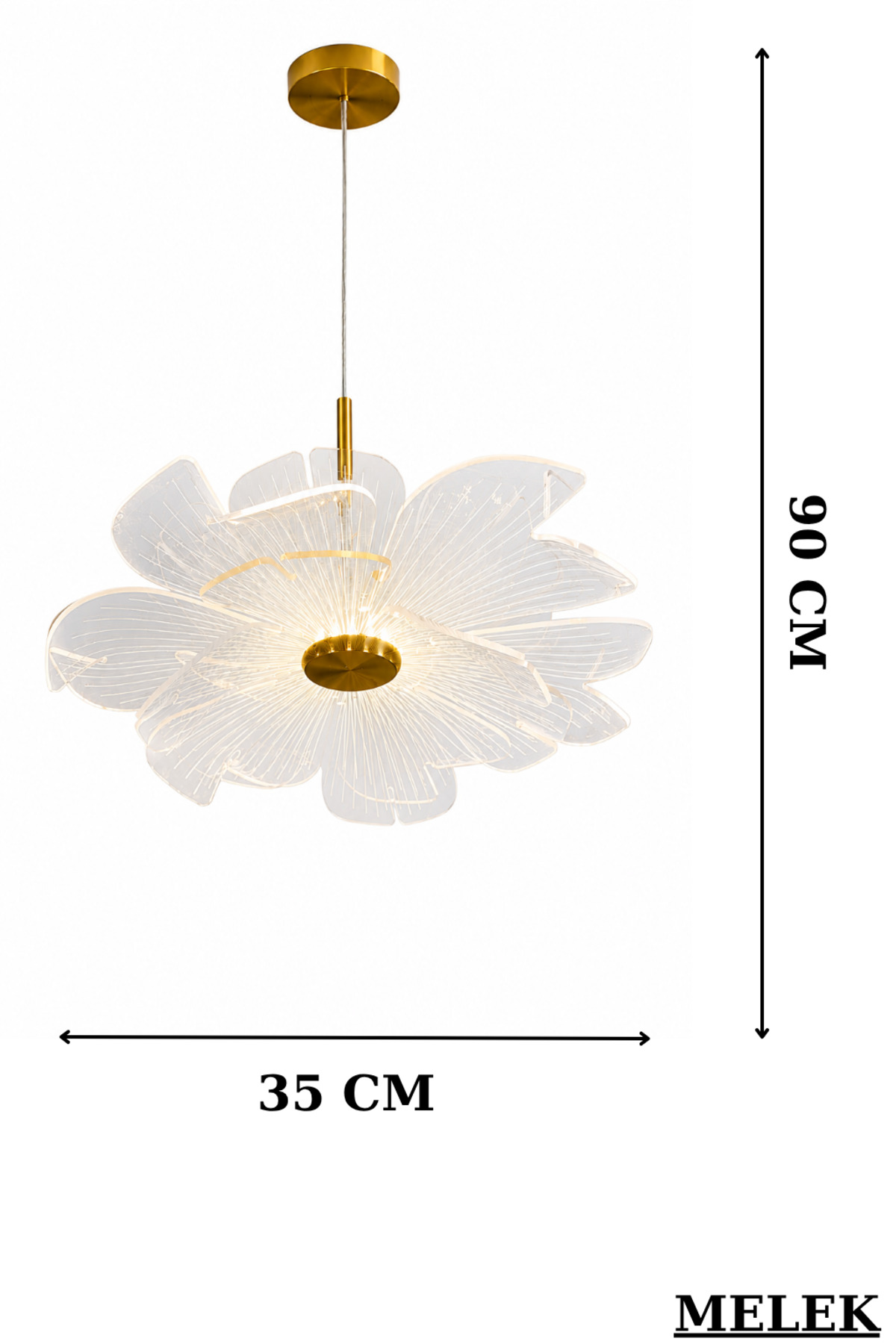 Melek Model Gold Kaplama 3 Renk Metal Salon Mutfak Oturma Yatak Odası Modern Led Sarkıt Avize - Görsel 4