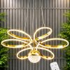 Papatya Model Gold Kaplama 3 Renk Kumandalı Metal Salon Mutfak Oturma Yatak Odası Modern Led Sarkıt Avize
