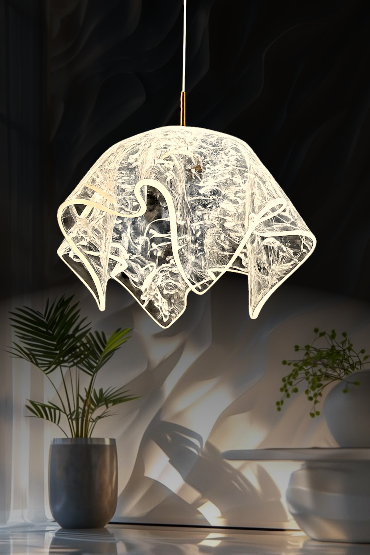 Duman Model Gold Kaplama 3 Renk Metal Salon Mutfak Oturma Yatak Odası Modern Led Sarkıt Avize - Görsel 3