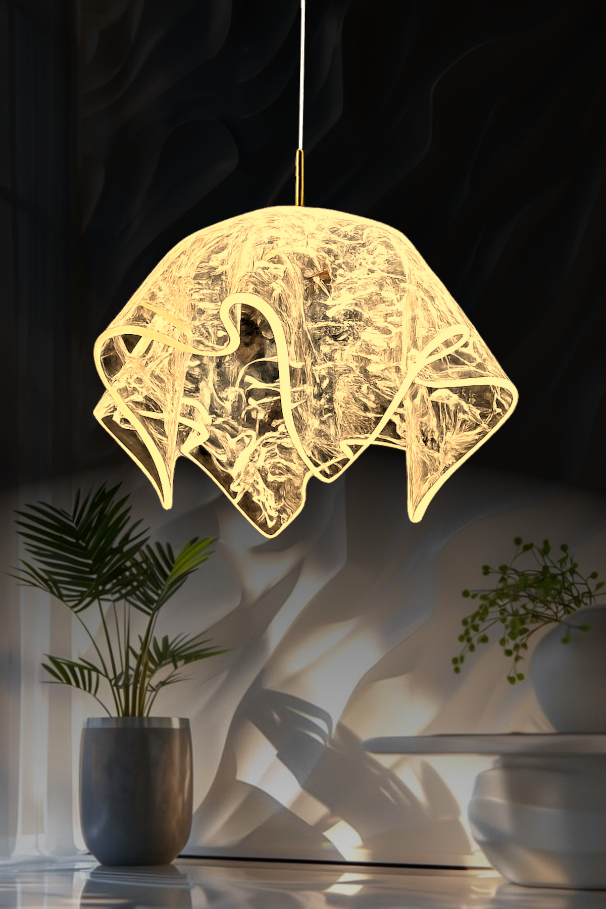 Duman Model Gold Kaplama 3 Renk Metal Salon Mutfak Oturma Yatak Odası Modern Led Sarkıt Avize - Görsel 4