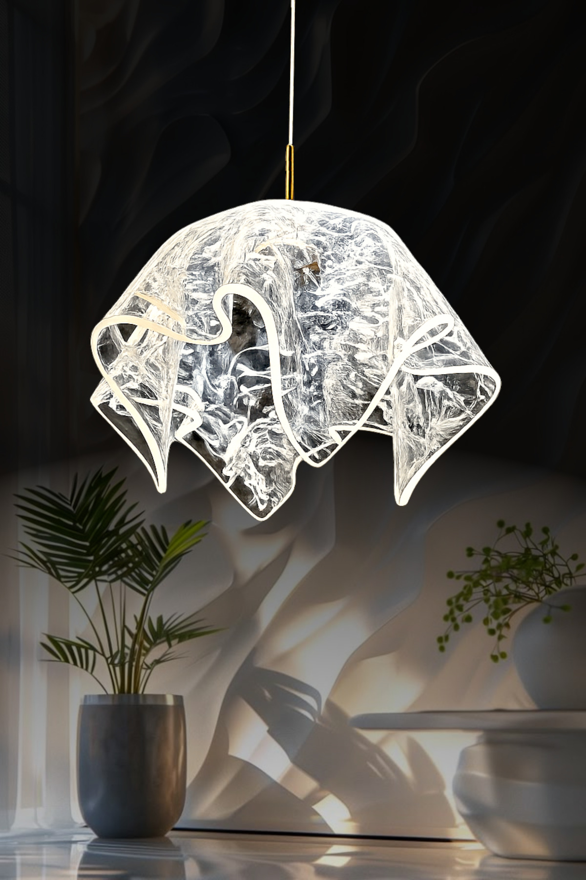 Duman Model Gold Kaplama 3 Renk Metal Salon Mutfak Oturma Yatak Odası Modern Led Sarkıt Avize - Görsel 5