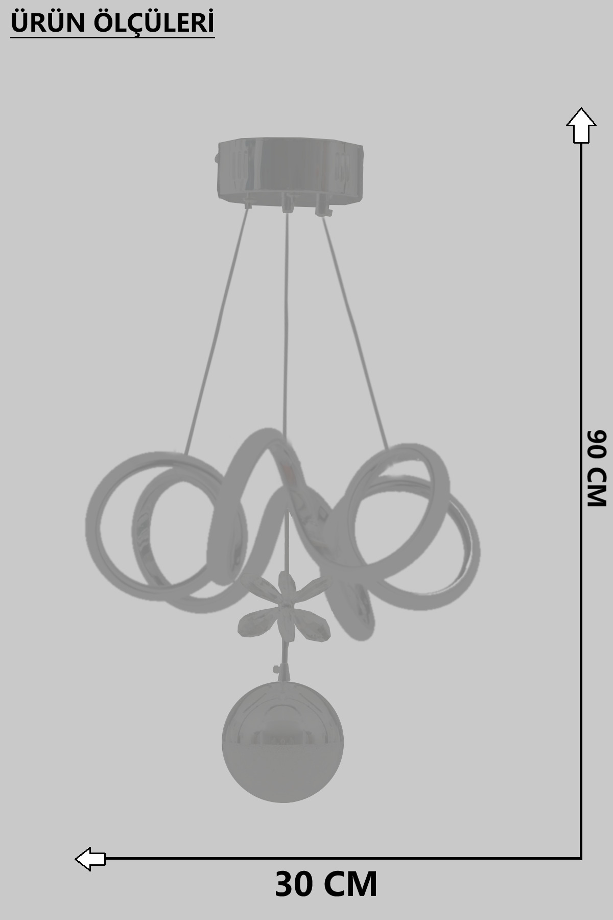 Luna Lighting Elda Model Krom Kaplama 3 Renk Metal Salon Mutfak Oturma Yatak Odası Modern Led Sarkıt Avize - Görsel 3