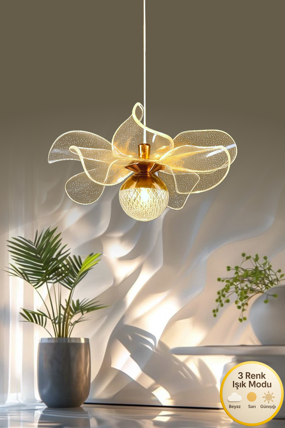 Luna Lighting Kleopatra Model Gold Kaplama 3renk Metal Salon Mutfak Oturma Yatak Odası Modern Led Sarkıt Avize